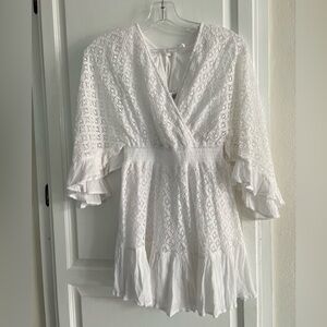 Japna white floral ruffle skort jumpsuit unique women’s size Small